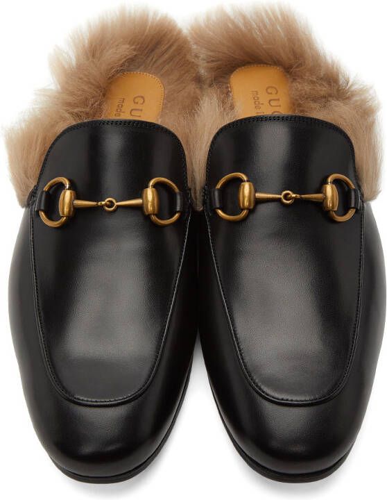 Gucci Black Horsebit Princetown Slip-On Loafers