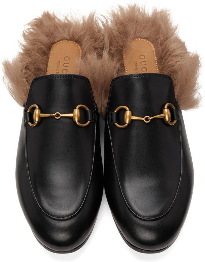 Gucci Black Horsebit Slip-On Princetown Loafers