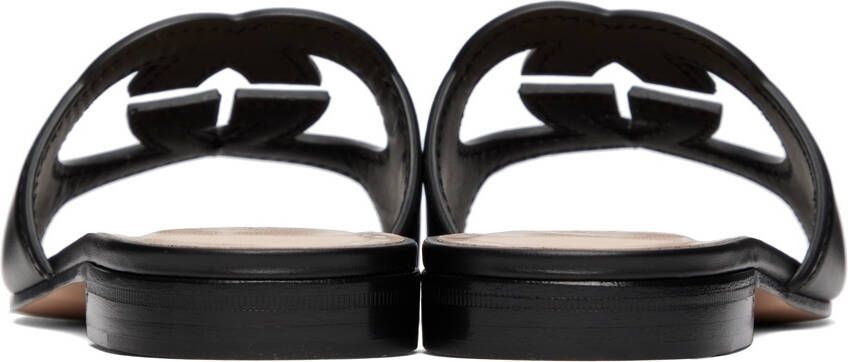 Gucci Black Interlocking G Flat Sandals