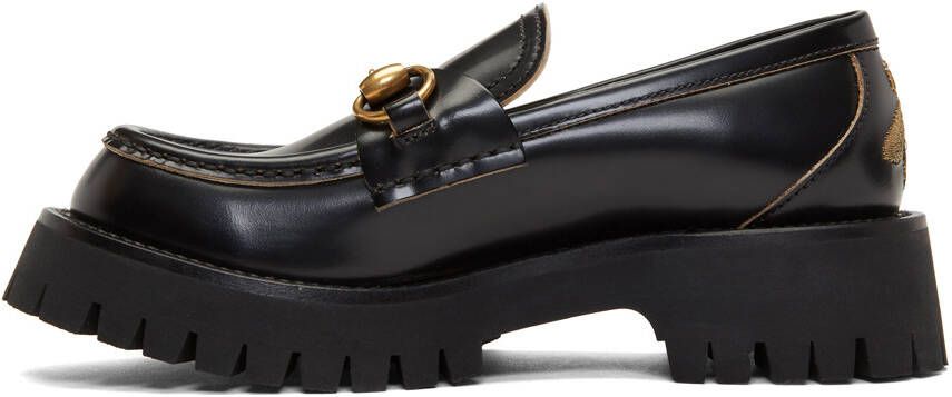 Gucci Black Leather Lug Sole Loafers
