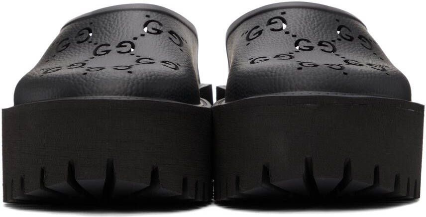 Gucci Black Platform Perforated G Sandal