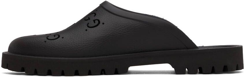 Gucci Black Rubber GG Slip-On Loafers