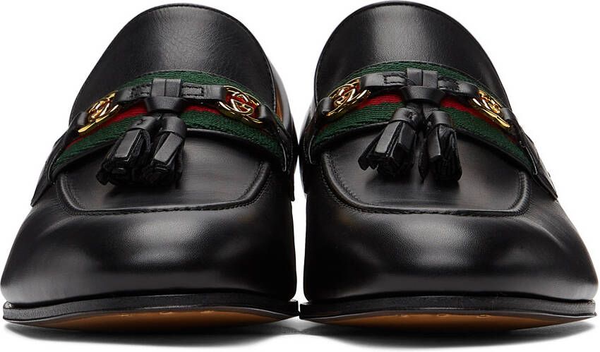 Gucci Black Web Interlocking G Loafers