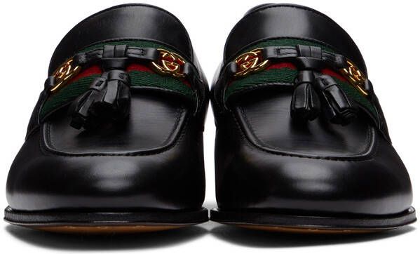 Gucci Black Web Interlocking G Loafers