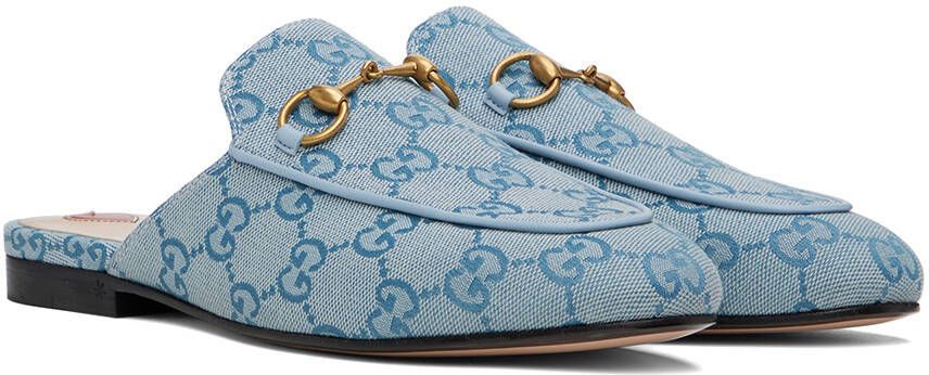 Gucci Blue Princetown GG Slippers