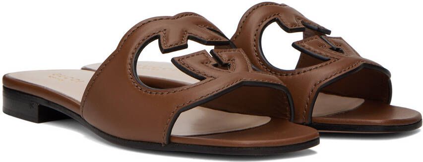 Gucci Brown Interlocking G Flat Sandals