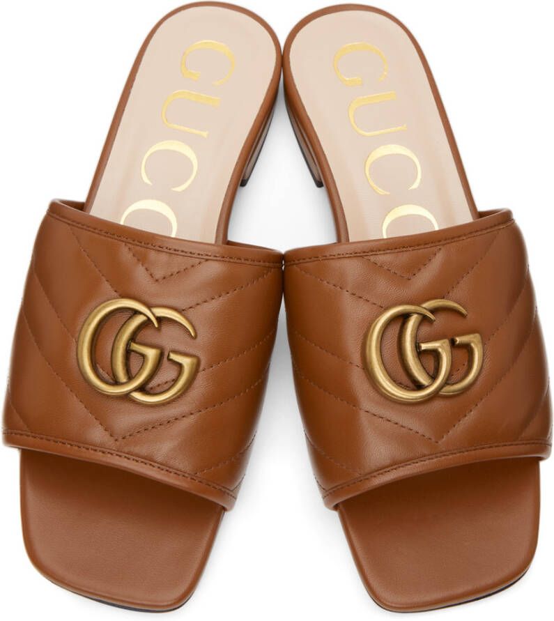 Gucci Brown Matelassé GG Jolie Sandals