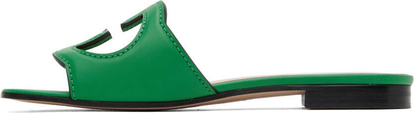 Gucci Green Interlocking G Cutout Sandals