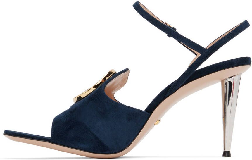 Gucci Navy Blondie Heeled Sandals