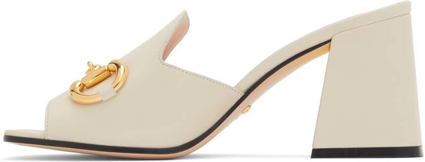 Gucci Off-White Horsebit Heeled Sandals