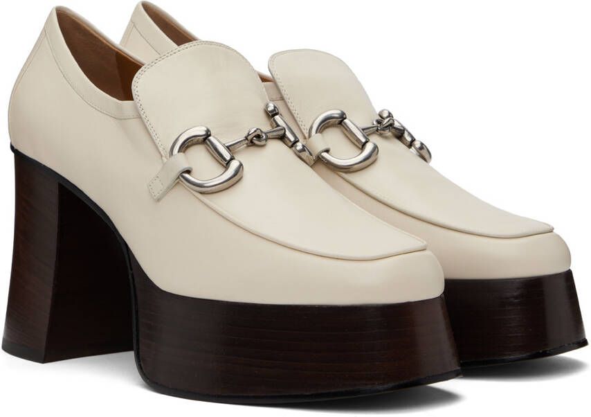 Gucci Off-White Horsebit Platform Loafers
