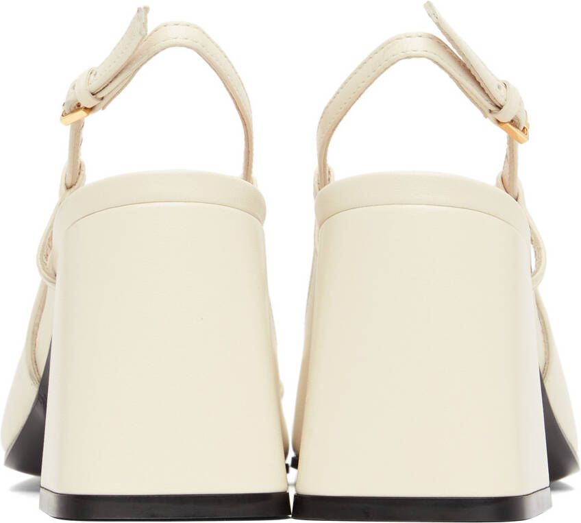 Gucci Off-White Horsebit Slingback Heels