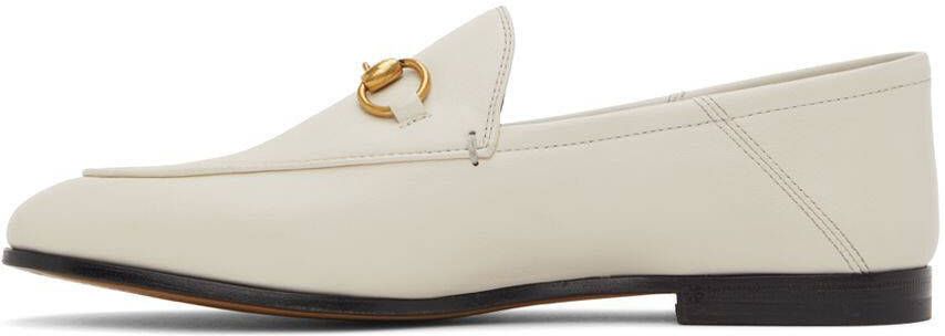 Gucci Off-White Leather Horsebit Loafers