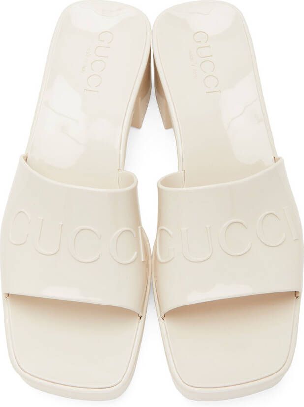 Gucci Off-White Rubber Slide Heeled Sandals
