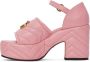 Gucci Pink Matelassé Platform Heeled Sandals - Thumbnail 3