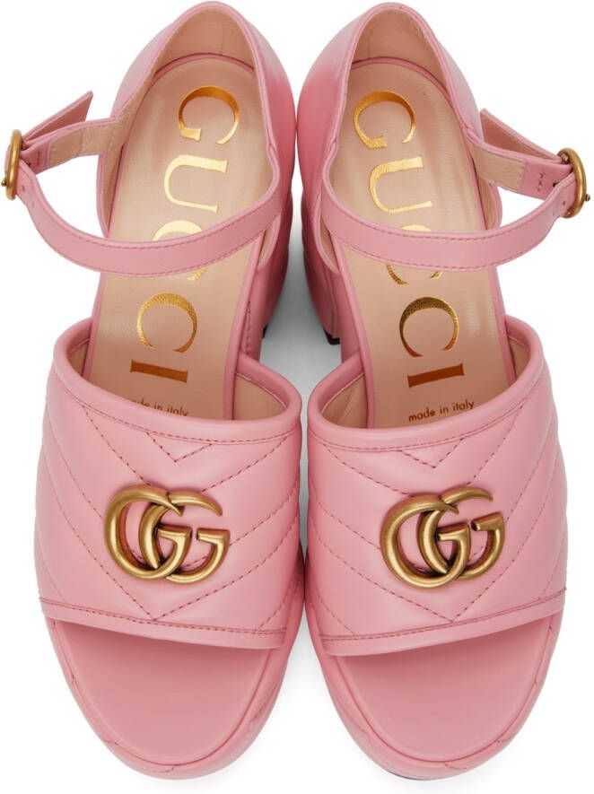 Gucci Pink Matelassé Platform Heeled Sandals