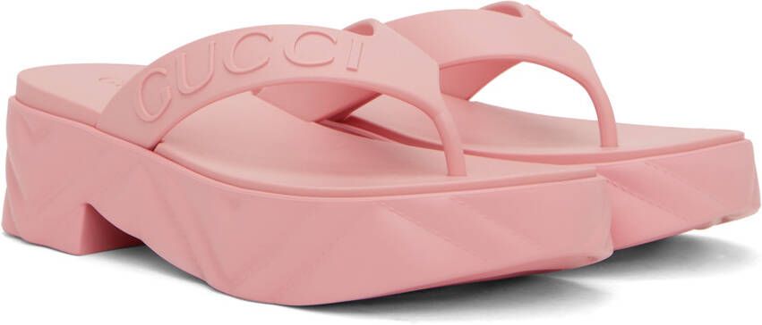 Gucci Pink Thong Platform Sandals