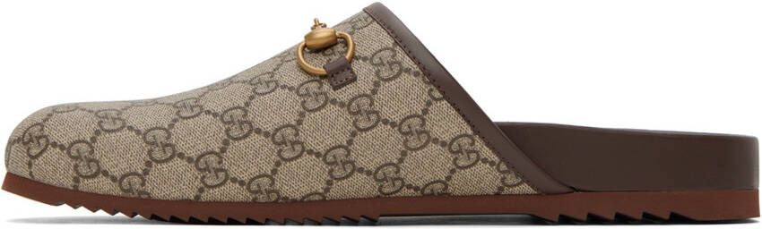 Gucci Taupe GG Horsebit Slippers