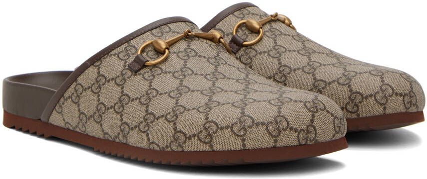 Gucci Taupe GG Horsebit Slippers