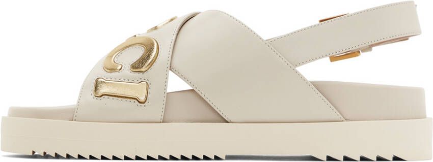 Gucci White Embossed Sandals