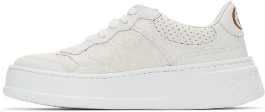 Gucci White GG Embossed Low Sneakers