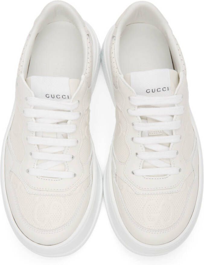 Gucci White GG Embossed Low Sneakers