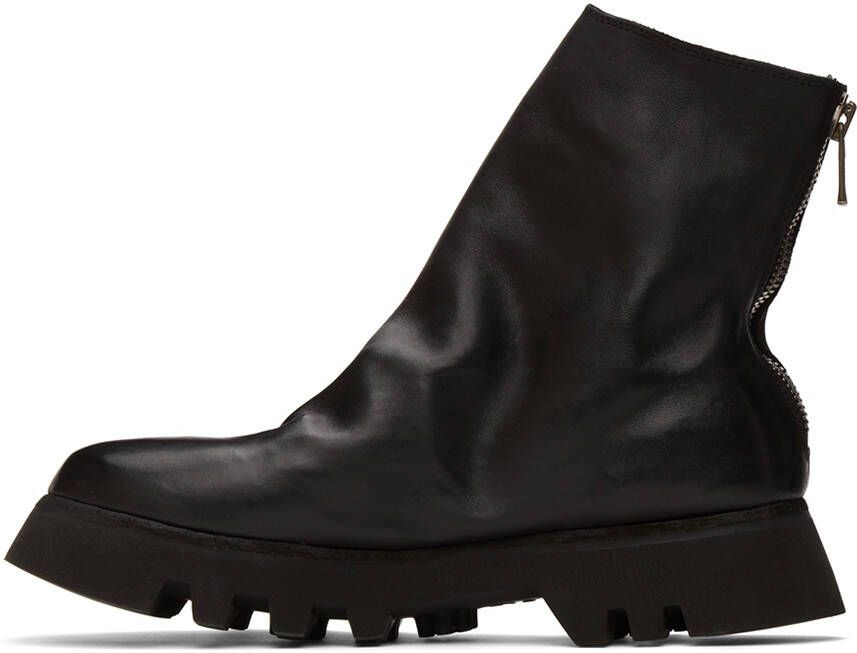 Guidi Black Leather Ankle Boot
