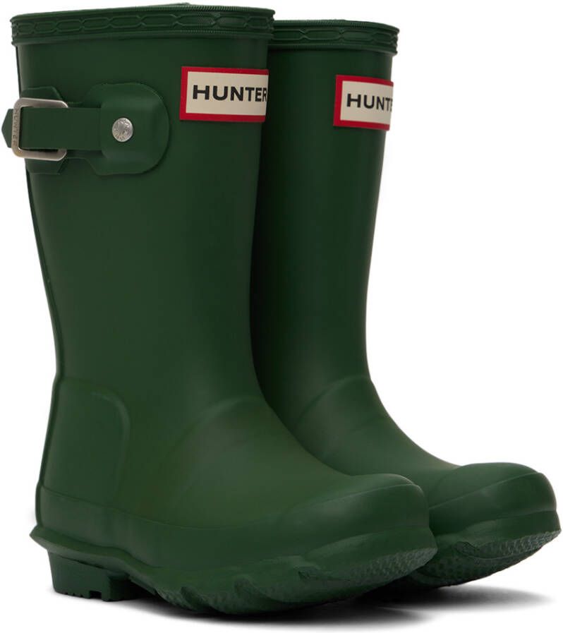 Hunter Kids Green Original Big Kids Rain Boots