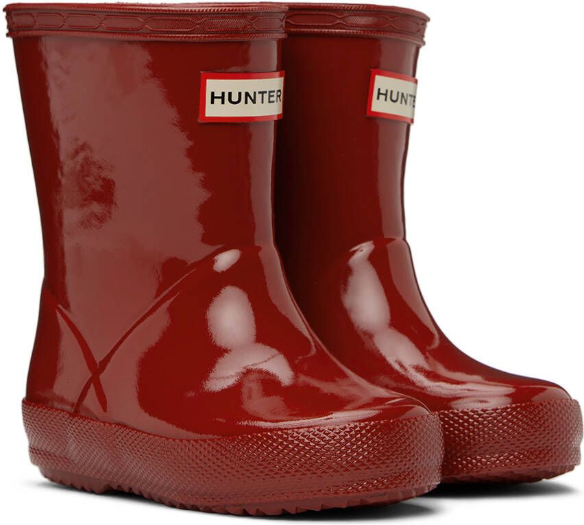 Hunter Kids Red First Classic Gloss Little Kids Rain Boots