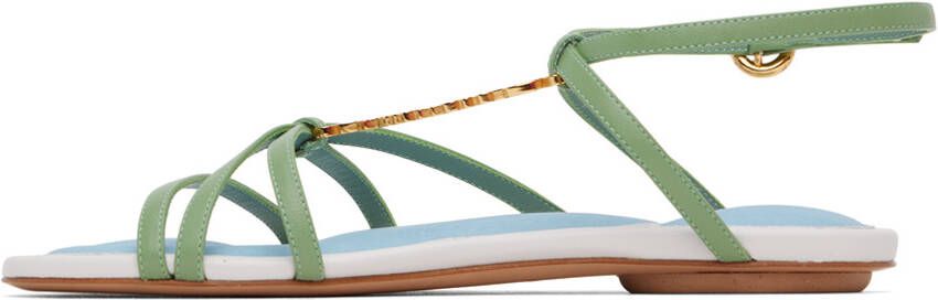 Jacquemus Green 'Les Sandales Pralu Plates' Sandals
