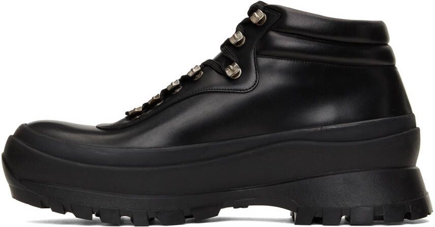 Jil Sander Black Leather Hiking Boots
