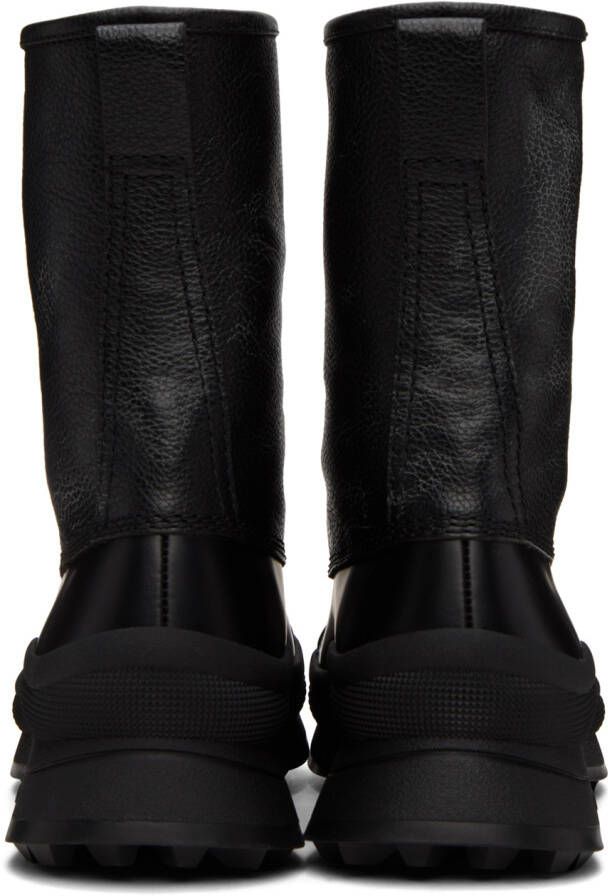 Jil Sander Black Leather Lace-Up Boots