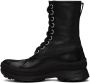 Jil Sander Black Leather Lace-Up Boots - Thumbnail 3