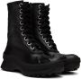 Jil Sander Black Leather Lace-Up Boots - Thumbnail 4