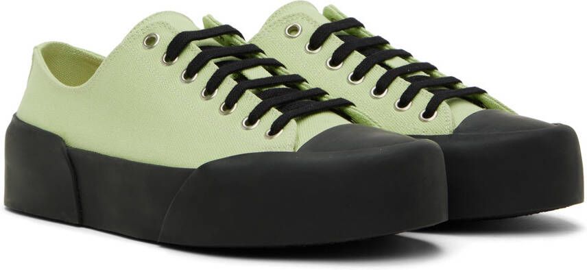 Jil Sander Green & Black Canvas Sneakers