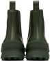 Jil Sander Green Leather Chelsea Boots - Thumbnail 2