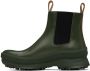 Jil Sander Green Leather Chelsea Boots - Thumbnail 3