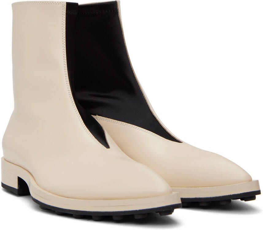 Jil Sander Off-White Leather Ankle Boots