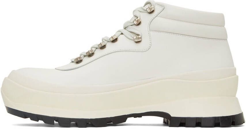 Jil Sander SSENSE Exclusive White Lace-Up Work Boots