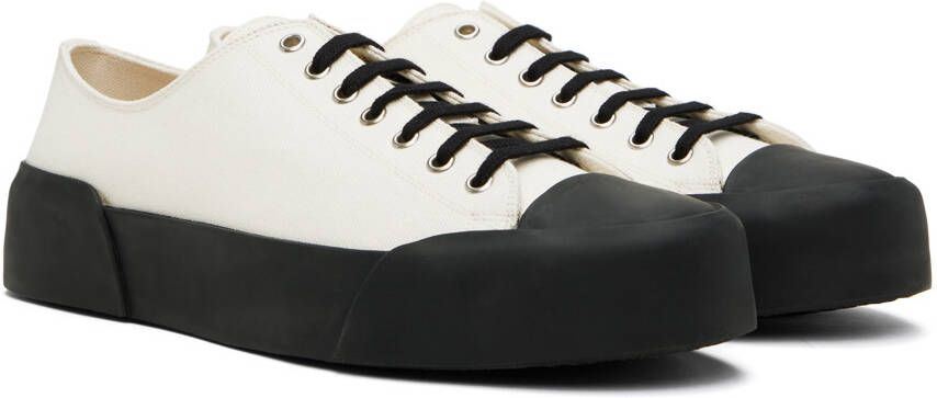 Jil Sander White & Black Canvas Sneakers
