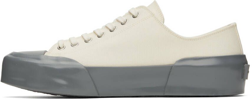 Jil Sander White & Gray Low-Top Sneakers