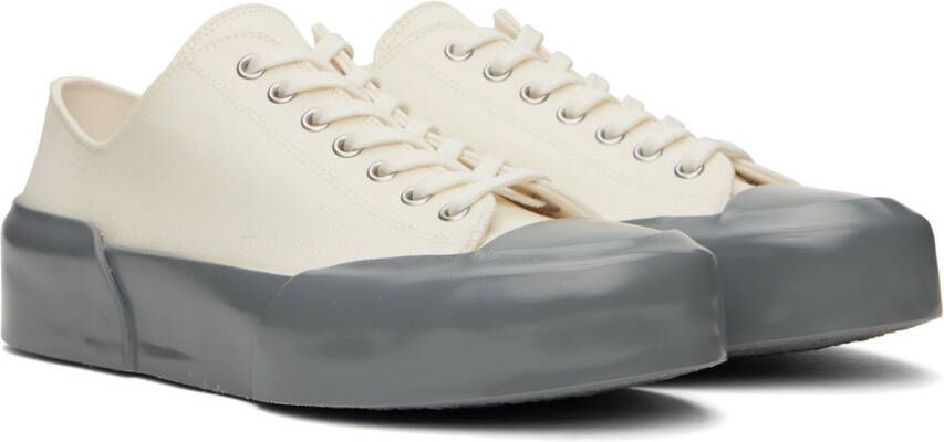 Jil Sander White & Gray Low-Top Sneakers