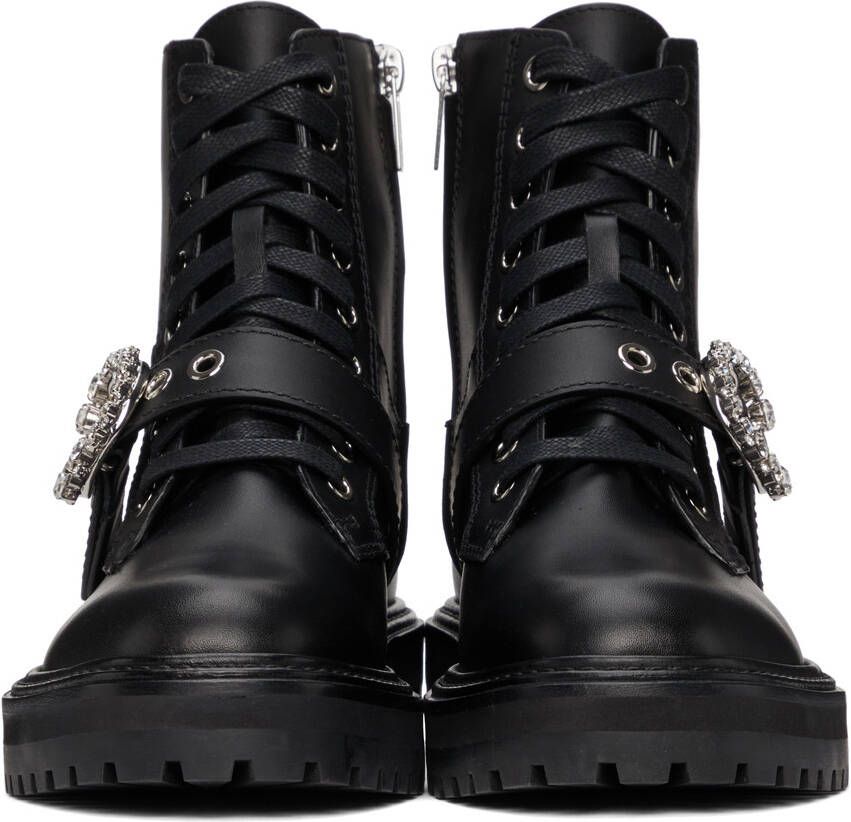 Jimmy Choo Black Cora Flat Combat boots
