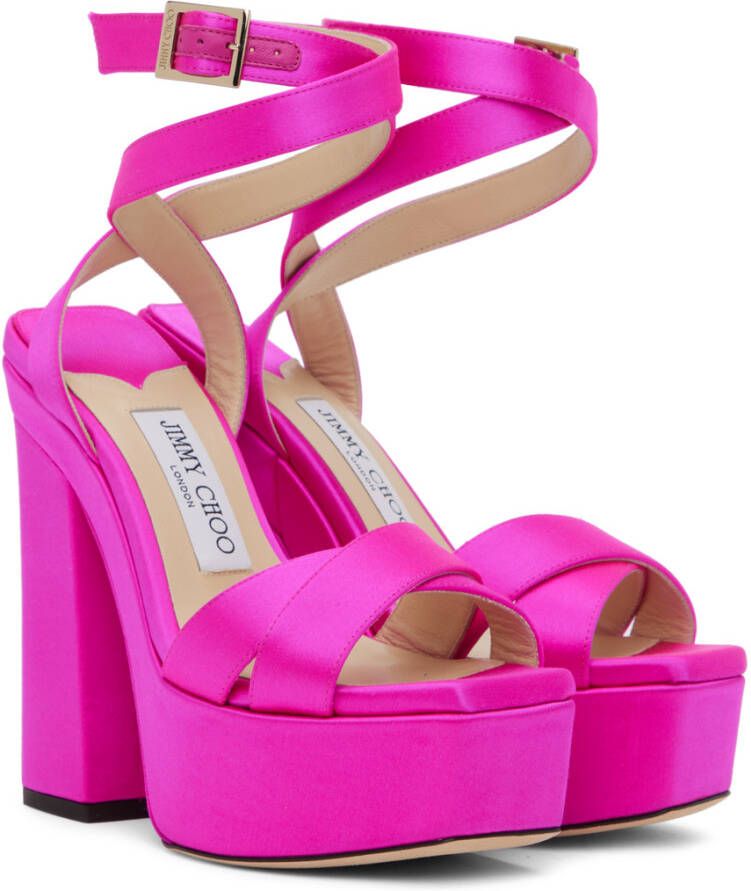 Jimmy Choo Pink Gaia Platform Sandals