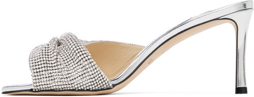 Jimmy Choo Silver & Off-White Naria 75 Mules