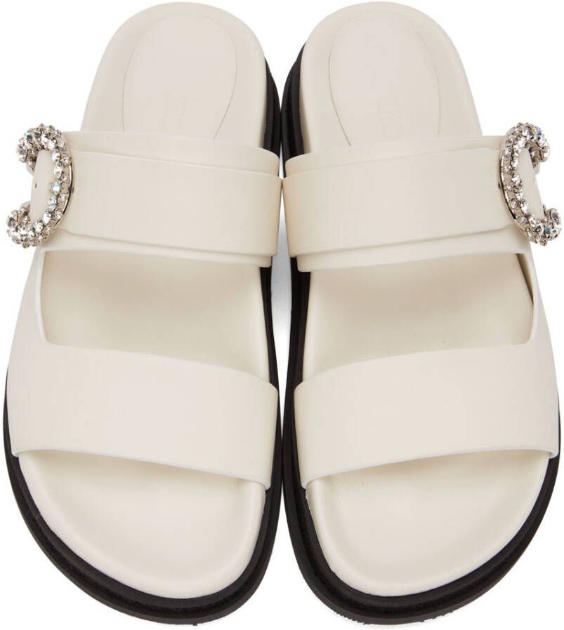Jimmy Choo White Marga Flat Sandals