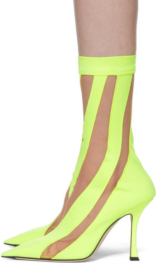 Jimmy Choo Yellow Mugler Edition Sock Ankle Boots