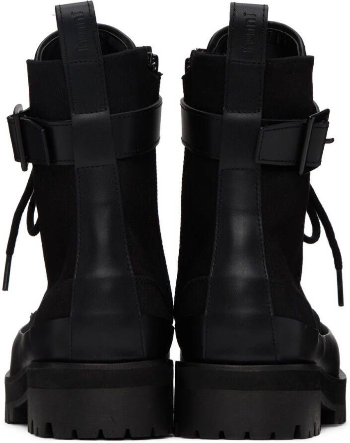 Juun.J Black Lace-Up Ankle Boots