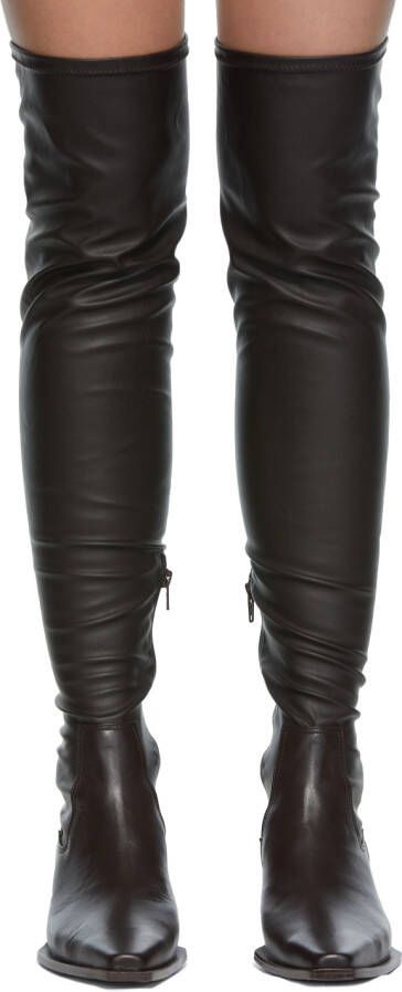 Juun.J Brown Thigh-High Boots