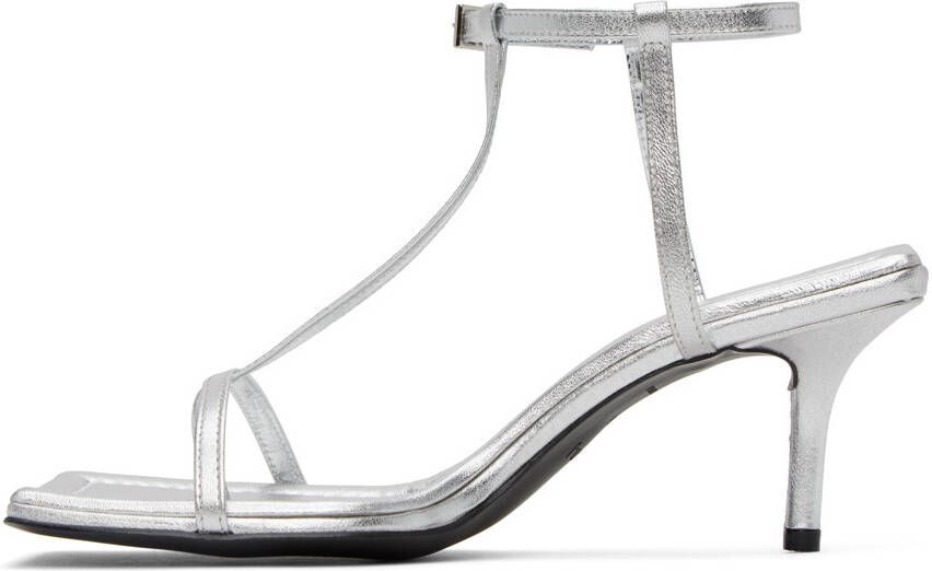 Juun.J Silver Leather Heeled Sandals